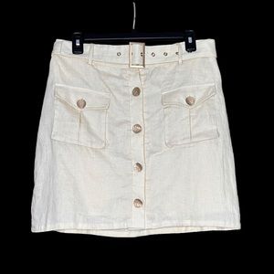 Linen Mini Skirt Cream Size 8 Pockets We Are Kindred Marly Coastal Old Money